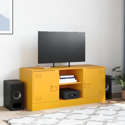 vidaXL Mueble para TV de acero amarillo mostaza 99x39x44 cm