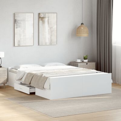 vidaXL Cama con cajones madera de ingeniería blanco 135x190 cm