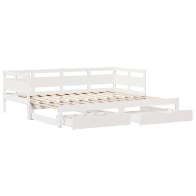 vidaXL Sofá cama nido con cajones madera maciza pino blanca 80x200 cm