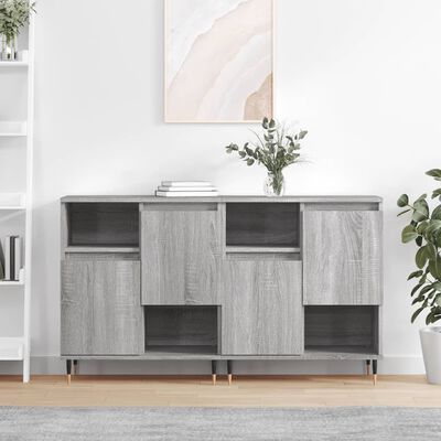 vidaXL Aparadores 2 piezas madera contrachapada gris Sonoma