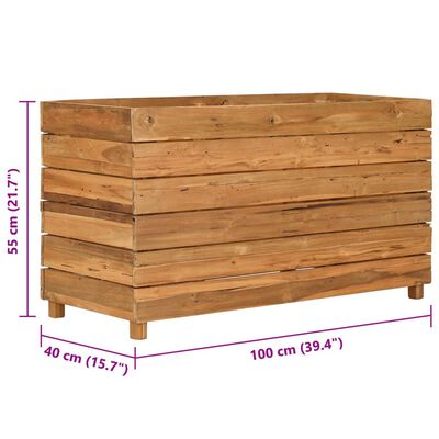 vidaXL Arriate elevado madera de teca reciclada y acero 100x40x55 cm