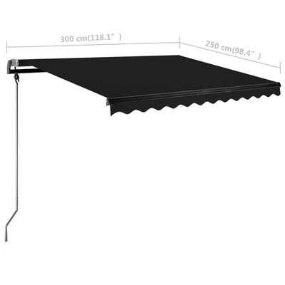 vidaXL Toldo de pie retráctil manual gris antracita 300x250 cm