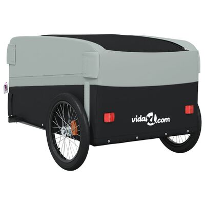 vidaXL Remolque para bicicleta hierro negro y gris 45 kg