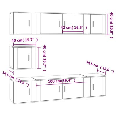 vidaXL Set de muebles para TV 7 piezas madera contrachapada blanco