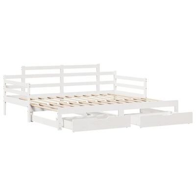 vidaXL Sofá cama nido con cajones madera maciza pino blanca 80x200 cm