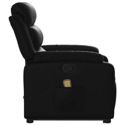 vidaXL Sillón reclinable de masaje de pie cuero artificial negro