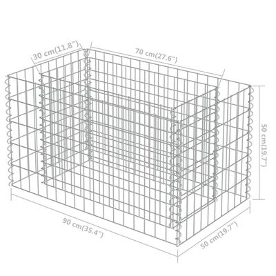 vidaXL Arriate de gaviones de acero 90x50x50 cm