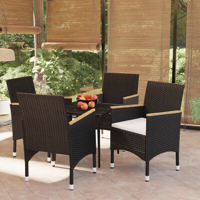 vidaXL Juego de comedor de jardín 5 piezas con cojines negro