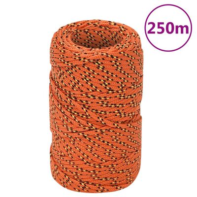 vidaXL Cuerda de barco polipropileno naranja 2 mm 250 m