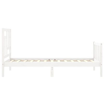 vidaXL Estructura de cama con cabecero madera maciza blanco 90x200 cm