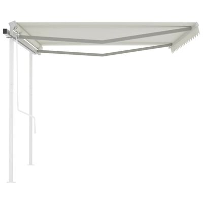 vidaXL Toldo retráctil automático con postes crema 4,5x3 m