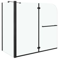 vidaXL Mampara de ducha plegable ESG negra 120x68x130 cm