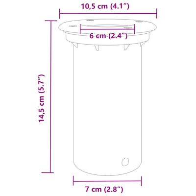 vidaXL Foco de suelo exterior redondo aluminio negro 10,5x10,5 cm