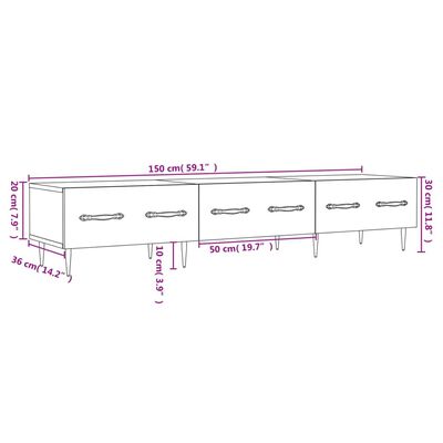 vidaXL Mueble de TV madera de ingeniería blanco brillo 150x36x30 cm