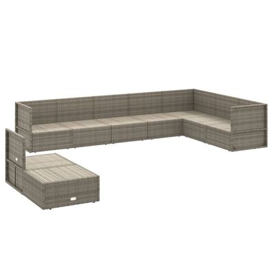 vidaXL Set de muebles de jardín 9 pzas y cojines ratán sintético gris