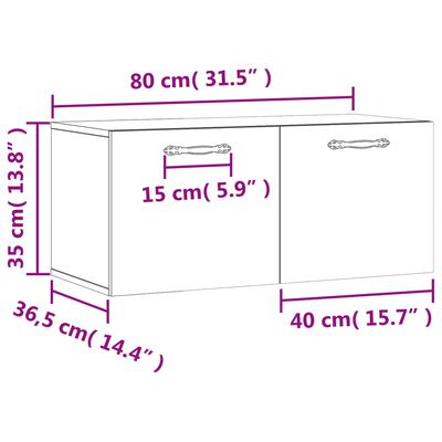 vidaXL Armario de pared madera de ingeniería blanco 80x36,5x35 cm