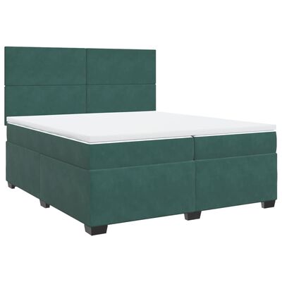 vidaXL Cama box spring con colchón terciopelo verde oscuro 200x200 cm