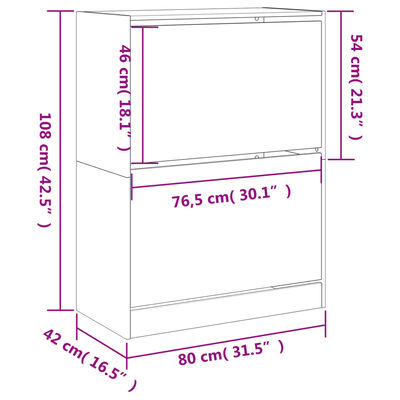 vidaXL Mueble zapatero con 2 cajones abatibles blanco 80x42x108 cm