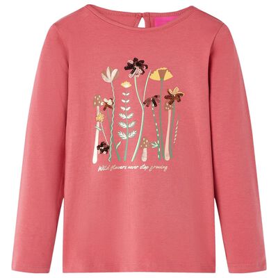 Camiseta infantil de manga larga rosa envejecido 140