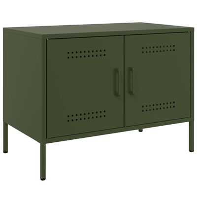 vidaXL Mueble de TV de acero verde oliva 68x39x50,5 cm