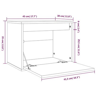 vidaXL Armario de pared de madera maciza de pino 45x30x35 cm