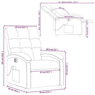 vidaXL Sillón reclinable de masaje eléctrico tela marrón