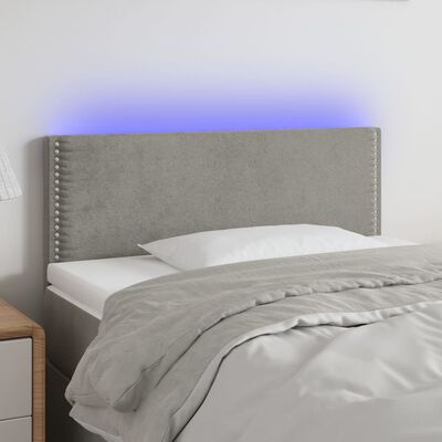 vidaXL Cabecero con LED de terciopelo gris claro 80x5x78/88 cm