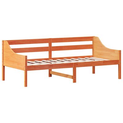 vidaXL Sofá cama de madera maciza de pino marrón cera 100x200 cm