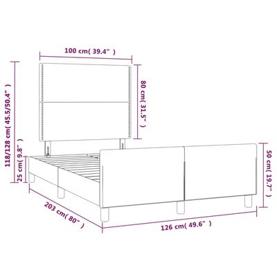 vidaXL Estructura de cama con cabecero cuero sintético negro 120x200cm