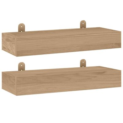 vidaXL Estantes de pared 2 unidades madera maciza de teca 40x15x4 cm