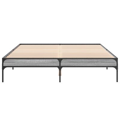 vidaXL Estructura cama madera ingeniería metal gris Sonoma 150x200 cm