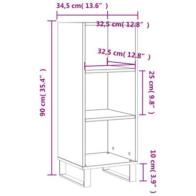 vidaXL Aparador de madera de ingeniería blanco 34,5x32,5x90 cm