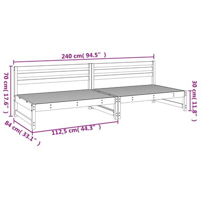 vidaXL Sofás centrales de jardín 2 uds madera de pino gris 120x80 cm