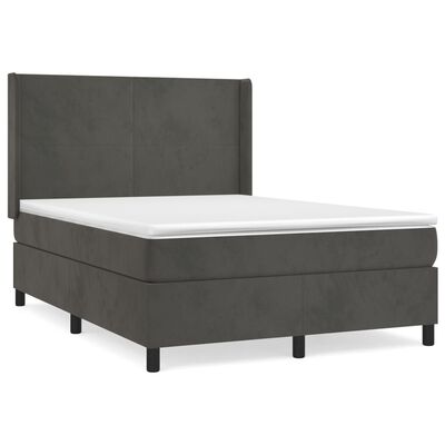 vidaXL Cama box spring con colchón terciopelo gris oscuro 140x200 cm