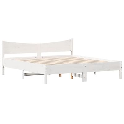 vidaXL Estructura cama cabecero madera maciza pino blanco 180x200 cm