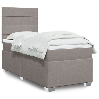 vidaXL Cama box spring con colchón tela gris taupe 100x200 cm