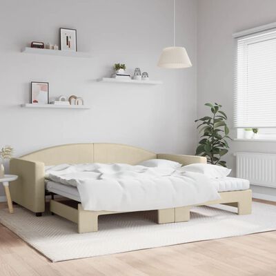 vidaXL Sofá cama nido con colchón tela crema 100x200 cm