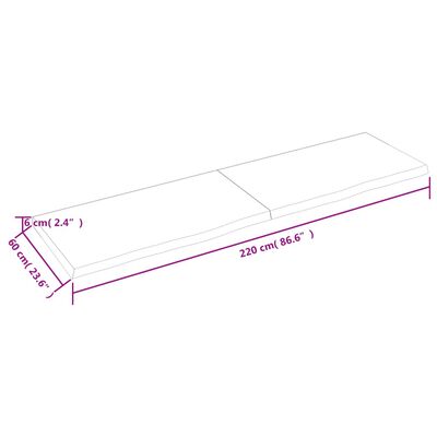 vidaXL Tablero mesa madera roble tratada marrón oscuro 220x60x(2-6) cm