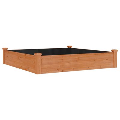 vidaXL Jardinera arriate forro madera maciza abeto marrón 120x120x25cm