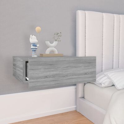 vidaXL Mesita de noche flotante 2 uds madera gris Sonoma 40x30x15 cm