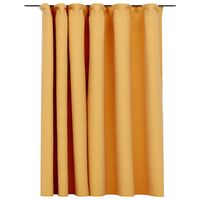 vidaXL Cortina opaca con ganchos look de lino amarillo 290x245 cm