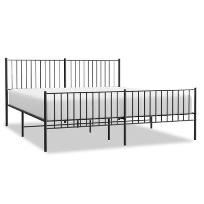 vidaXL Estructura cama sin colchón con estribo metal negro 180x200 cm