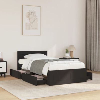 vidaXL Estructura cama con cabecero madera ingeniería negra 75x190 cm