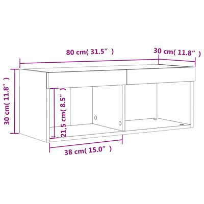 vidaXL Mueble para TV con luces LED gris hormigón 80x30x30 cm