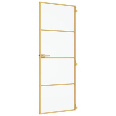 vidaXL Puerta de interior dorada vidrio templado y aluminio 76x201,5cm