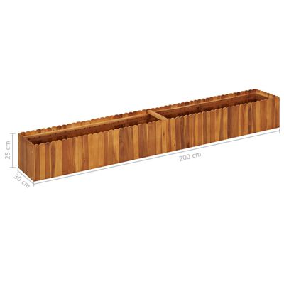 vidaXL Arriate elevado de madera maciza de acacia 200x30x25 cm