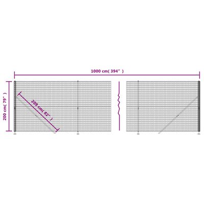 vidaXL Cerca de alambre con brida verde 2x10 m