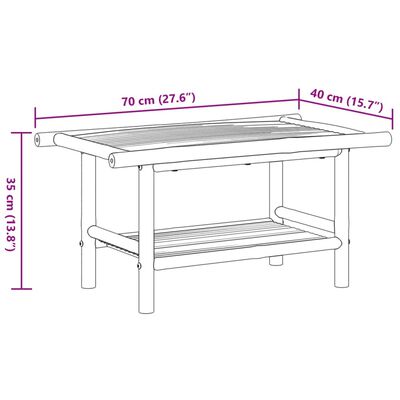 vidaXL Mesa de centro de bambú 70x40x35 cm