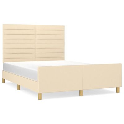 vidaXL Estructura de cama con cabecero de tela color crema 140x200 cm