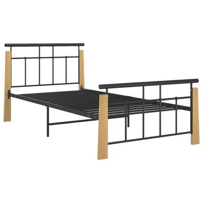 vidaXL Estructura de cama sin colchón metal madera de roble 100x200 cm